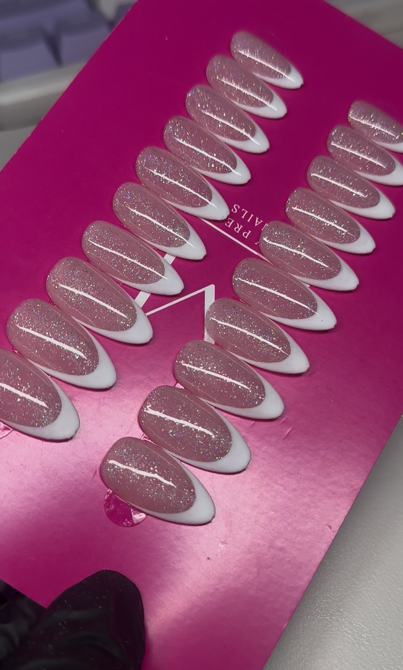 Pink Glitter Base French