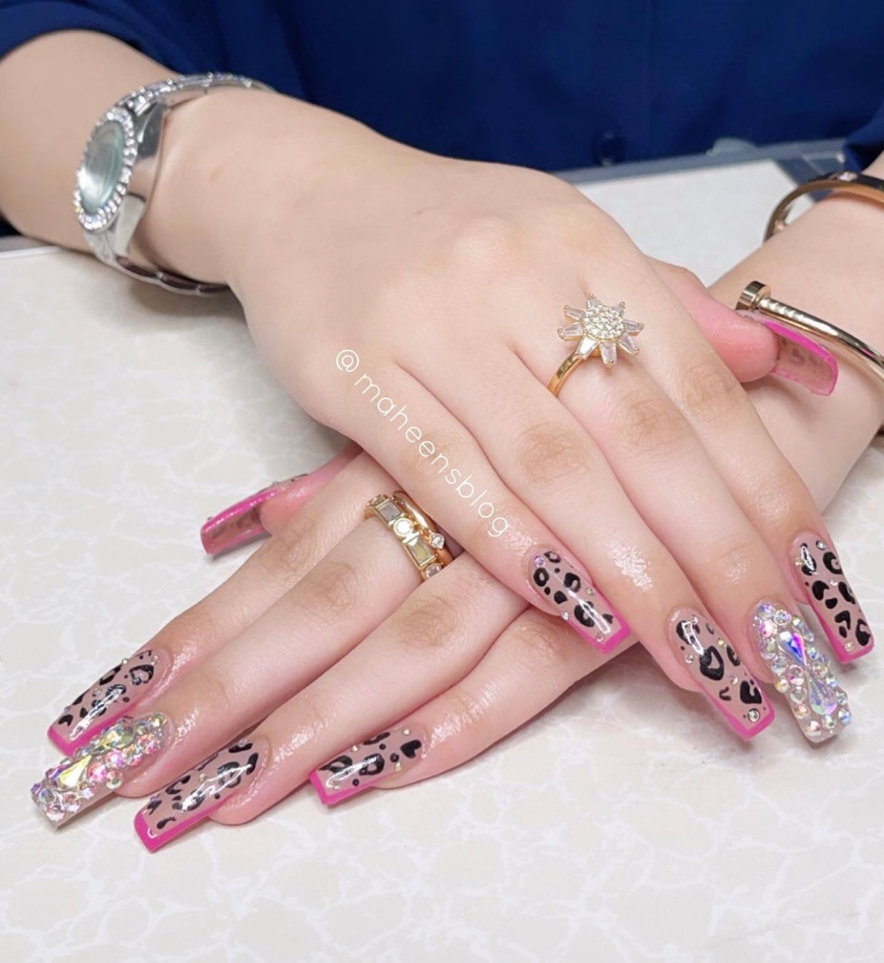 Neon Pink Leopard with Crystal