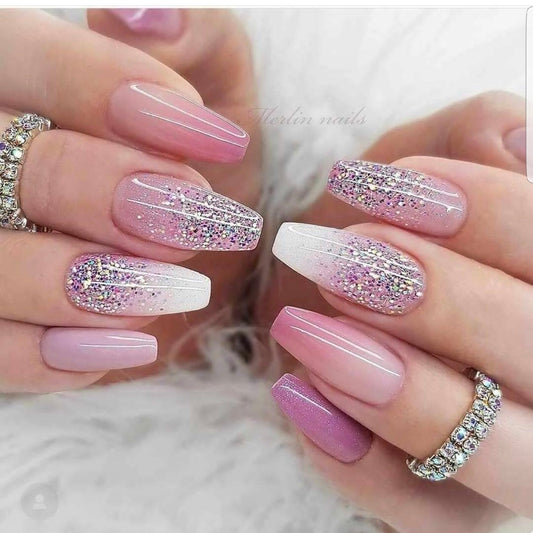 Pink Glitter Ombre Nails